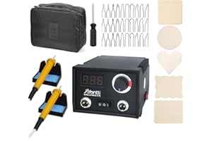 Afantti Máquina Pirograbado Madera Profesional - Kit Lápiz Quemador Pirografo | Bolígrafo Doble | Temperatura Regulable | 30 Puntas | para Adulto Principiante Cuero Grabar Manualidades