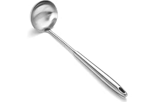 ReaNea Mestolo da zuppa in acciaio inox, extra profondo e a grande capacità, manico lungo e comodo, lavabile in lavastoviglie – Ideale per zuppe, brodi, stufati e salse