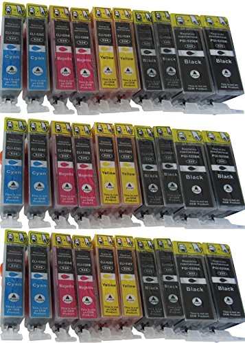 30 XL Sparpack Druckerpatronen MIT CHIP für Canon Pixma MG 5100 5150 5200 5250 5300 5350 6150 6250 8150 8250 / canon MX 715 885 895 IP4850 ip4950 Canon Pixma IX 6550 kompatibel 6 x 525BK schwarz 6 x Canon 526BK photoschwarz 6 x 526C blau 6 x 526M rot 6 x 526Y gelb