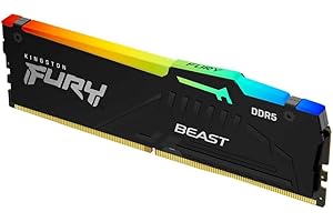 Kingston FURY Beast Noir RGB 8Go 6000MT/s DDR5 CL36 DIMM Mémoire pour PC de Gamer Module Simple AMD EXPO/ Intel XMP - KF560C36BBEA-8