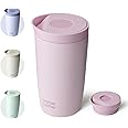 Insulated Travel Mug 350ml Stainless Steel Office Coffee Cup with Push Button Lid Keeps Cold and Hot for 8 Hours (Pink)