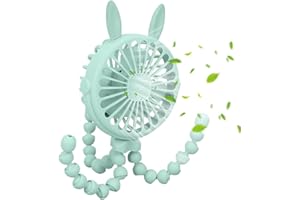 Swetup Pram Fan Stroller, Flexible Tripod Clip On Fan, Handheld Portable Fan, Lovely Stroller Personal Fan for Bedroom, Office, Camping, Travel (Blue)