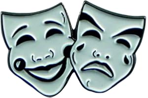 LAOSEP Pin de metal esmaltado, insignia broche de máscaras actuando, representando comedia y tragedia, drama, música, teatro