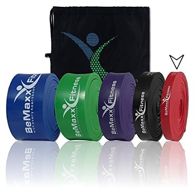 BeMaxx Bande élastique fitness + livre d’exercices – Aide pull–up | Câble de résistance sport pour musculation, crossfit, boxe, yoga, pilates, tractions, stretching | Boucle idéale renforcement musculaire