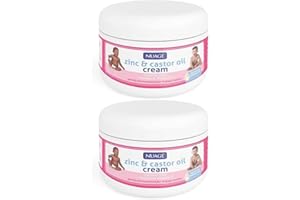 2 Pack Zinc and Castor Oil Nappy Cream 200ml x 2 for Nappy Rash, Suitable For Newborn Calms Irritation, Redness, Soothes Protects Baby's Bottom Bundled By Omoge Hair Ltd