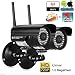 Produktbild LESHP 2X720P HD Wlan IP Kamera / sicherheitskamera Wlan Outdoor / überwachungskamera außen wlan / Wasserdichte Netzwerkkamera (ONVIF, Infrarot Nachtsicht, IR LEDs, Bewegungserkennung) -Schwarz