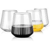 AOOTE Transparent Hard Plastic Wine, Reusable Hard Plastic Cups | 4 Unbreakable Plastic Wine Glasses Stemless, 380 ml Clear P