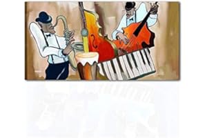 I Colori del Caribe Quadri Dipinti A Mano su Tela Quadro Dipinto A Mano Moderno Musica Musicisti Jazz SASSOFONISTA TROMPETTISTA Alta QUALITA' Made in Italy - MARIZ