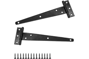 ZOZOMAIY D-Orange 2 Pezzi Cerniere a T per Cancello Cerniere a T per Porte in Legno Cardini con 14 Viti Fissaggio Accessori 200 mm Cerniere a T in Metallo Nero per Portoni e Porte di Fienili(8 Pollici)