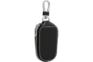 SopwMap Llavero de Coche en Piel PU, Estuche Organizador Portátil con Cierre de Cremallera y Gancho Metálico, Funda Protectora Universal para Llaves de Coche y Moto, Elegante y Duradero