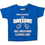 This is What An Awesome Big Brother Looks Like Blue Tshirt Baby Toddler Kids Available in Sizes 0-6 Months to 14-15 Years New Baby Sister Gift