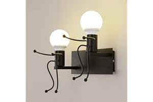 Mengjay Creativo applique da parete E27 Iron interno lampada vintage Applique luce da parete interno moderno per Corridoio,Camera da Letto, Cucina, Bar, Caffè,Ristorante,Nero