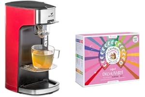 Senya Set Machine à thé, théière électrique rouge Tea Time & le Coffret Découverte comprenant 72 sachets - Les 2 Marmottes SYPK-011R