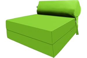 KISAA LIVING Fold Out Guest Bed Single Chair Z Bed Comfortable Futon Bed Sofa Ergonomically Designed for Adult and Kids folding mattress (Lime)