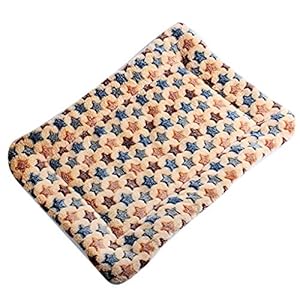 Lorjoyx Manta Estrella de la Felpa acaricia la Cama del cojín de Terciopelo Coral Dormir de la Estera de Verano caseta de Perro Caliente del Amortiguador del Perrito Beige 50x35cm