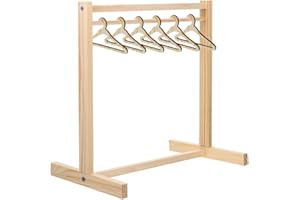 Gmili Appendiabiti Per Bambole Con 6 Grucce per Labubu Bambole da 17 cm, Bambola In Legno Mini Grucce Per Nell'armadio Per Mobili Per Guardaroba, Vestiti Delle Bambola Organizer Accessori