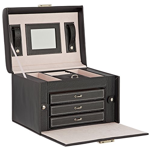 DAILYDREAM® Exklusives Schmuckkästchen Schmuckkasten in schwarz mit 3 Schubladen und weiteren Extras - 2