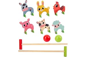 Lipeed Tiere Krocket Set, Holz Krocket Spiel,Cartoon Golfspielzeug,Outdoor Sports Ball,Familienspiele,Kinder Lernspielzeug für Kinder,Erwachsene