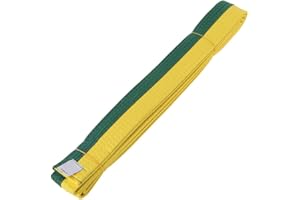 LLLucky Cinturón de Taekwondo Profesional Karate Judo Cinturón Deportivo de Rayas de Artes Marciales de Doble Envoltura 1.8 m / 2.8 m Cinturón Amarillo-Verde