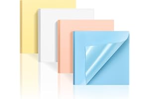 SKAAISONT 200 Pezzi Transparent Sticky Notes, Trasparente Sticky Note Autoadesive Riutilizzabile, Perfette per Studiare e Scrivere su Libri di Testo, in Ufficio e a Casa (4 Colori, 75 * 75mm)