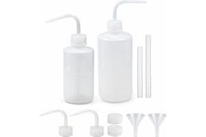 EPISKEY 2Pcs Bottiglia di lavaggio trasparente, 250ml/500ml Bottiglia di spremitura con imbuto a scala Narrow Bocca Di Plastica Trasparente Spruzzatori Dispenser per Giardinaggio, casa, laboratorio (H01)