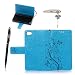 Produktbild Sony Xperia Z5 Compact Hülle, Sony Xperia Z5 Mini Schutzhülle, Alfort 3 in 1 Lederhülle / handyhüllen Fashion Design Premium PU Leder Hohe Qualität Tasche Case Cover Kasten Abdeckung Wallet für Sony Xperia Z5 Compact / Sony Xperia Z5 Mini 4.6" Smartphone Funktion Standfunktion Unterstützte Telefone und Magnetverschluss mit Schmetterling ( Blau ) + Alfort Schwarz Stylus Pen + Netter Staub Stecker