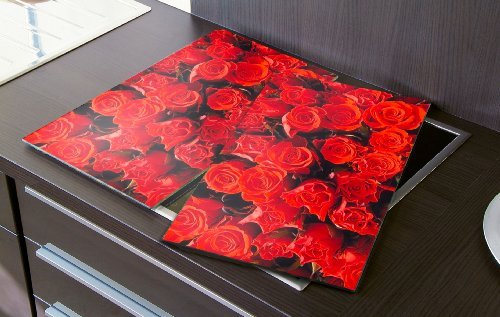 My Home 2er Set Herdabdeckplatten "Rosen"