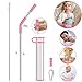 Produktbild Faltbare Trinkhalm Edelstahl Strohhalme, Zusammenklappbar Teleskopisch Wiederverwendbare Metall Strohhalm mit Reiseetui & Reinigungsbürste&Karabiner für Geschenkidee Reisen Party Outdoor Fitness-Rosa