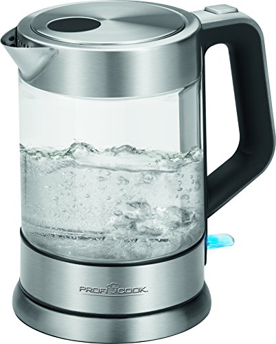 détail Profi Cook PC WKS 1107 G en acier inoxydable Bouilloire en verre, 1,5 l, 2200 W maximum, acier inoxydable élément chauffant, inox