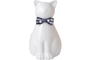 Duuclume Handcrafted Ceramic Cat Urn for Ashes,Cat Statue Funeral Memorial Gift,Pet Urn for Indoor & Outdoor Use (White, One Size)