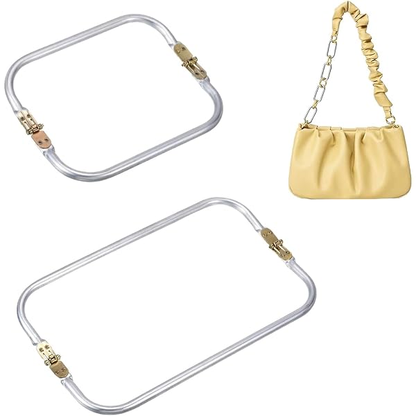 2 PCS 24/20cm Borsa In Alluminio Manico Borsa Cornice, Kiss Clasp Telaio Interno Tubolare A Forma Quadrata Borsa Assemblata Telaio Frizione Per Borsa Frizione Artigianato Progetti (Rectangular - 14