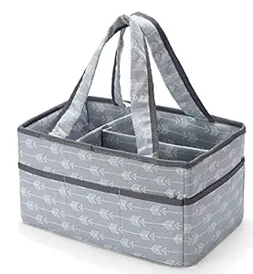 Kiddale Baby Diaper Caddy Organizer Basket Bag, Foldable, Portable and Waterproof-Grey