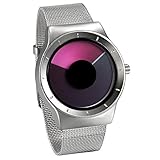 JewelryWe Herren Damen Armbanduhr, Einzigartig Klassische Analog Quarz Uhr Silber Edelstahl Band Quarzuhren mit Rosa Wirbel Design Zifferblatt