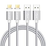 Câble Micro USB Magnétique, ZKAPOR [Lot de 2, 1M] Charge et Synchro en Nylon Aimanté Chargeur Micro USB pour Android Samsung Galaxy S7/ S6, Xiaomi Redmi 5/5+, Honor 6X, Huawei, LG, Nexus, Kindle