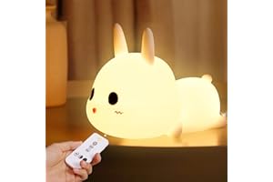 SIMSPEAR Kids Night Light Bunny Lamp,Portable Soft Silicone Cute Bunny Baby Night Lights with Remote Control,USB Rechargeable Nursery Baby Night Lamp for Baby Toddlers Girls Boy