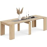 Duehome Denis Extendable Console Table, 5 Positions, Multifunction | Convertible Furniture Canadian Oak for Living Room, Kitc