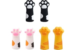 PSDNDEWW 6 tapas de silicona para lápices, protectores de punta de lápiz de animales, garra de gatos, tapas de lápices de madera, soportes extensores para estudiantes