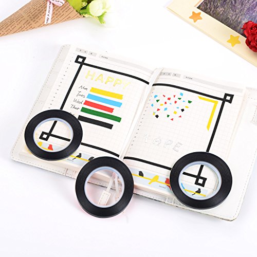 Outus 10 Packung 3 mm Breite Grafik Künstler Band Whiteboard Gridding Bänder Selbstklebend Raster Markierung Klebebänder Band, Schwarz - 6
