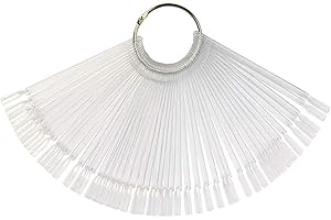 ‎BOUNABAY Bounabay Scallop Nageldisplay Swatches mit Eisenring Nagel, 50 Stück Nail Art Tips Sticks, Pop Nail Tip Art Display Set Nail Art Praxis Tool Set Anzug für Anfänger (transparente Farbe)