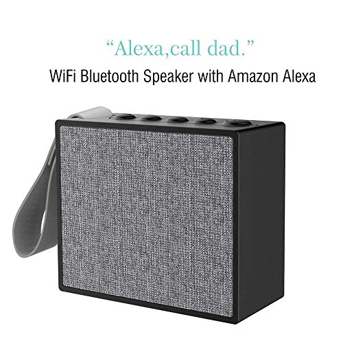 Portable WiFi Bluetooth smart Speaker with Enhanced Bass sound, support Amazon Alexa, Spotify Online Music; Voice Control and Hands Free Call (Black)