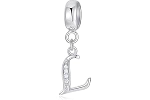 Symretie Colgante de plata 925 para mujeres con letras de la A a la Z, compatible con pulseras y collares de estilo Pandora y europeo. Adecuado para mujeres y niñas.T222