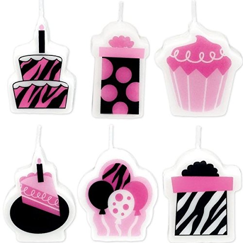 amscanOh So Fabulous Another Year Fab Mini Candles (6) Zebra Birthday Party Supplies