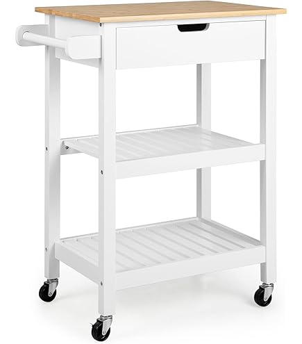 Carrello Cucina In Bambù Sogesfurniture - 3 Ripiani, Multiuso Con Ruote - Foto 6