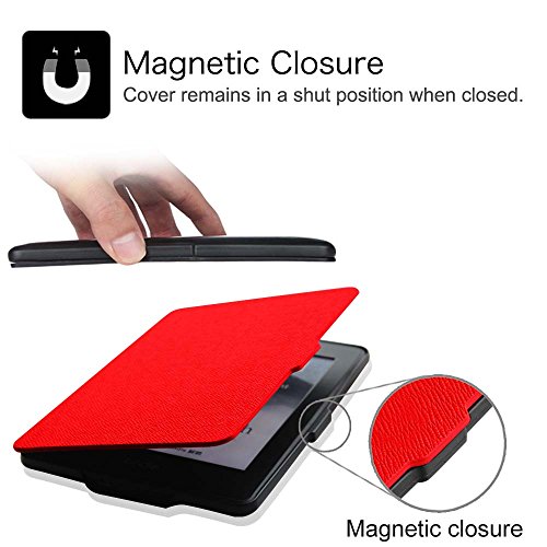 Fintie Kindle Paperwhite Hülle – Die dünnste und leichteste Smartshell Case Schutzhülle Tasche mit auto Sleep / Wake für den neuen Kindle Paperwhite 2016 (mit 300 ppi-Display, 6 Zoll, und integrierter Beleuchtung) und alle Modelle von 2012, 2013, 2014, 2015, Rot - 5
