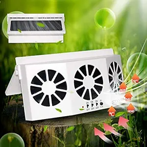 STYLOOC Car Solar Air Circulator Exhaust Fan, Solar Powered Car Ventilator, Car Radiator,Eliminate The Peculiar Smell Inside The Car and Can Be Used for General Types of Cars(White)