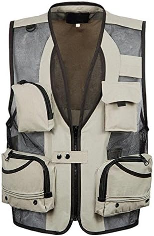 Spring And Autumn Men's Multi-pocket Quick-drying Vest Outdoor Fishing Photography Mesh Harness Vest,Brown-XXL