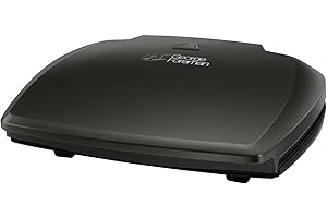 George Foreman Large Electric Grill [Non stick, Healthy, Griddle, Toastie, Hot plate, Panini, BBQ, Energy saving, Vertical storage, Easy clean, Drip tray, Ready to cook light] Black, 2400W 23440