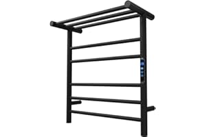 KWW Beheizter Handtuchhalter, Fernbedienung mit APP Tuya, Handtuchwärmer mit Timer, an der Wand Befestigter Heißer Handtuchwärmer für Badezimmer (Mattschwarz, 5+3Bars)