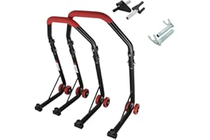 ‎SEFIS MOTO SEFIS D18 Motorradständer Set Vorder- und Hinterrad Motorradheber Serviceständer Front und Heck Motorrad montageständer ständer (Rot, V-Aufnahme/Racing (Haken))