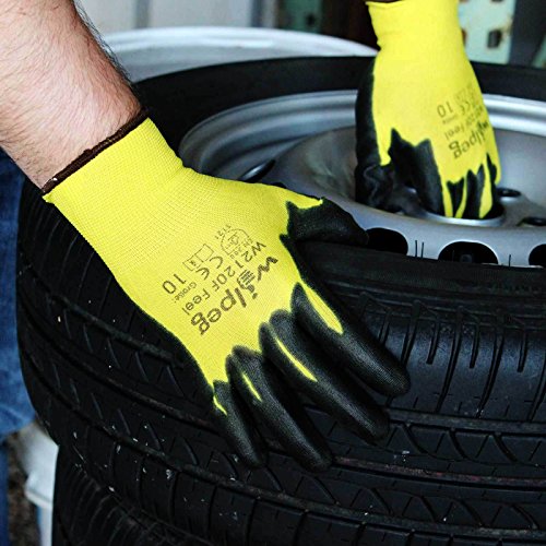 Arbeitshandschuhe ::: Wilpeg W2120F Nylon-Strickhandschuhe PU Feel zum Schutz bei Installations- und Montagearbeiten, Größe:9 (L) - 2